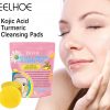 EELHOE Turmeric Kojic Acid Cleansing Pads Exfoliating Pads Facial Sponges For Cleansing Exfoliating Daily Cleansing Skin Care (40 PCS)