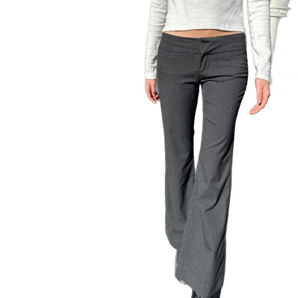 Street style striped contrasting micro flared casual pants