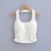 Imitation mink fur pleated neck hanging small camisole vest