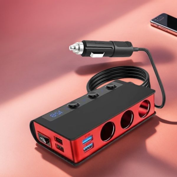 The Three-port Car Cigarette Lighter Adapter Expands One Socket To Three. The Current Output Is Stable And The Compatibility Is Good