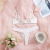 Cross-border Fresh Bra Lingerie Net Lace Embroidery Pure Desire Temptation Erotic Underwear with Steel Ring Gathering Set