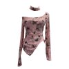 Butterfly neck hanging long sleeved T-shirt top