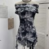 Floral slimming ribbon T-shirt