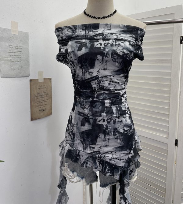 Floral slimming ribbon T-shirt