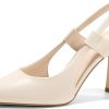 Coutgo Womens Slingback Heels Closed Pointed Toe Slip-on Kitten Heels Sandals Party Prom Dress Shoes