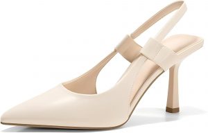 Coutgo Womens Slingback Heels Closed Pointed Toe Slip-on Kitten Heels Sandals Party Prom Dress Shoes