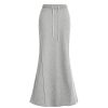 Women's Skirt Gray Casual Pencil Skirt | Straight Tube Long Skirt Mermaid Skirt