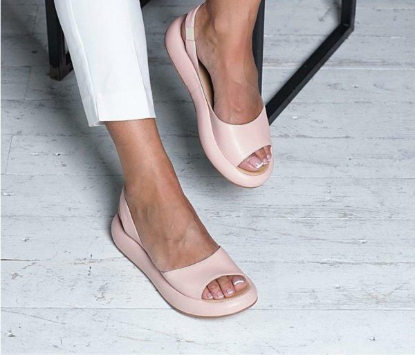 Flat bottomed low heel fish mouth thick soled women's sandals