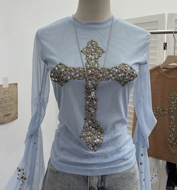 Flare Sleeve Double Layer Tulle Spicy Girl Top