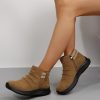 Cross-border Plus Size Pleated Side Zip Short Boots for Women Thick Sole Round Toe Suede Export Martin Boots