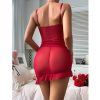 Sensual Lingerie with Lace Splicing and Strap Temptation Net Underwear with Ruffle Skirt