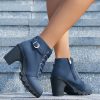Fashoin Leopard Print Ankle Square Heel Suede Lace-up Zip Boots Women Casual Versatile Shoes Autumn And Winter