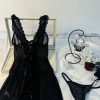 Sexy Lace V-Neck Transparent Temptation Nightgown Erotic Underwear Pure Desire Temptation with Thong
