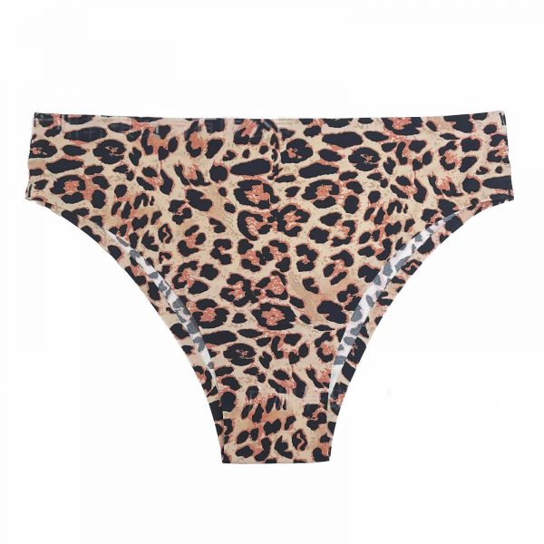 Foreign Trade  Ice Silk Underwear Cotton Crotch Low Waist Leopard Print Sexy Plus Size Seamless One-Piece Sports Fitness Briefs