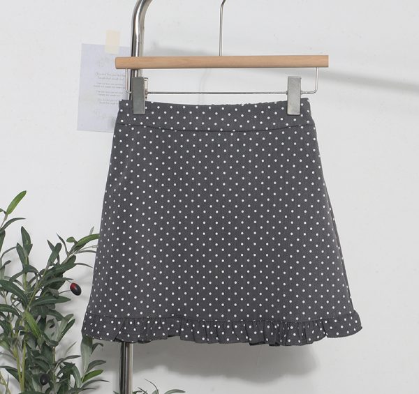 Black fungus edge polka dot skirt for women