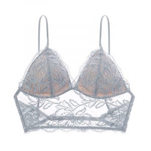 French Sexy Thin Non-Wired Bra Lace Embroidery Underwear for Women U-Shape Backless Strap Camisole Bra