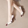 Red and green dragonfly pointed slender heel banquet women's shoes color blocked single shoes for women