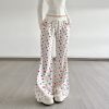 Home casual lace up floral loose slimming walking pants