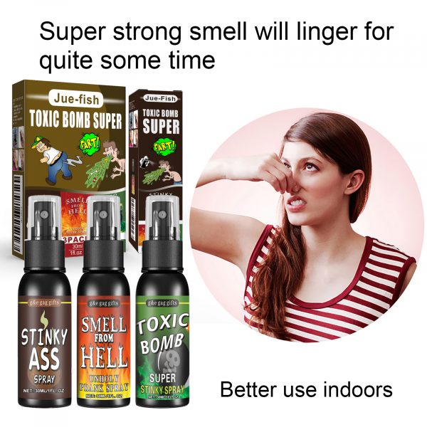 Jue-Fish Stinky Fart Spray (Set) April Fool's Day Prank Liquid Toy Parody Stinky Entertainment Poop Hell Bomb Smell