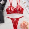 Love perspective mesh sexy tassel fun hollow underwear two-piece set for women