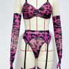 Cross-border  Sexy Underwear Five-piece Set with Gloves, Stockings, Tie-dye Design, Colorful Design, Erotic Underwear Set
