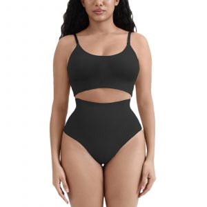 Thong Belly Control Underwear Set with Bra Large U-Shape