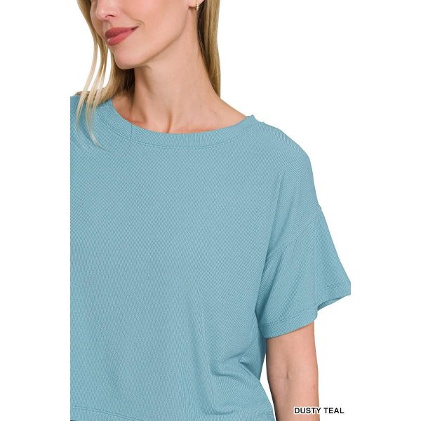 Zenana Ribbed Round-Neck Crop T-Shirt
