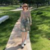 Women's  Shorts Retro Loose Five-Quarter Wide-Leg Mid-Length Pants