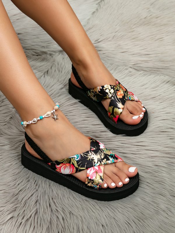 Cross-border European and American Style Women's Sandals New Fashionable Outdoor Wear Small Size Height-increasing Flat Heel Thick Sole Sandals Summer