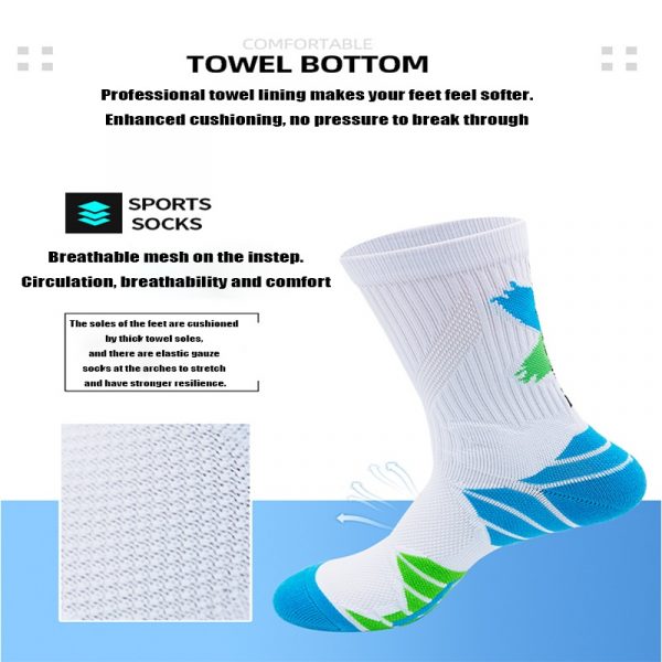4 Pairs Men Compression Running Socks  Crew Athletic Anti Blister Cushioned Anti-odor Seamless Breathable For Running Hiking Cycling Fitness