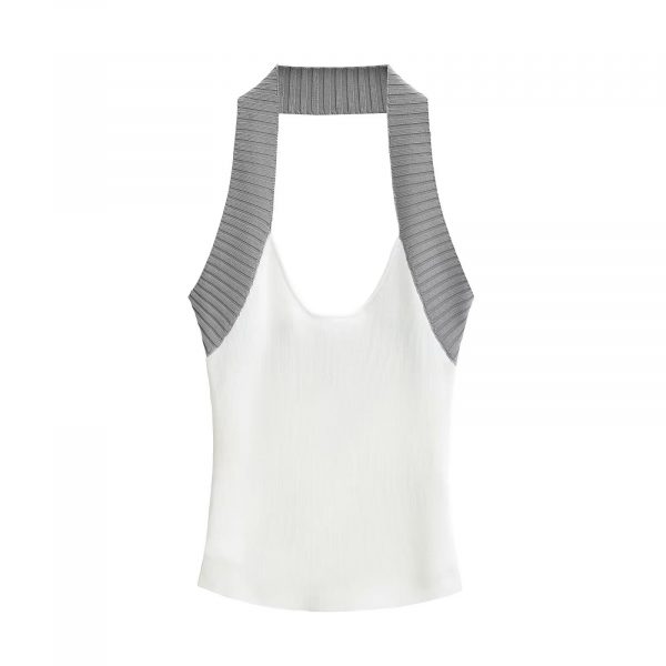 Color blocking U-neck hanging neck knitted camisole vest