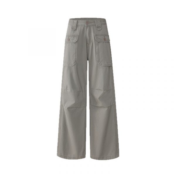 Women's Multi-Pocket Flared Work Jeans with Pleated Design and Low Waist Bootcut Style