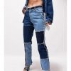 High Elastic Stitching Raw Edge Women's Straight-leg Jeans