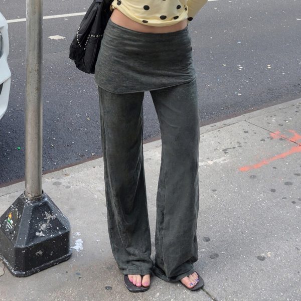 Casual Hot Girl Suede Fake Two Pants Female
