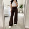 Casual lace up high waisted straight leg pants