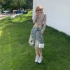 Women's  Shorts Retro Loose Five-Quarter Wide-Leg Mid-Length Pants