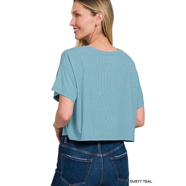 Zenana Ribbed Round-Neck Crop T-Shirt