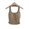 Imitation mink fur pleated neck hanging small camisole vest