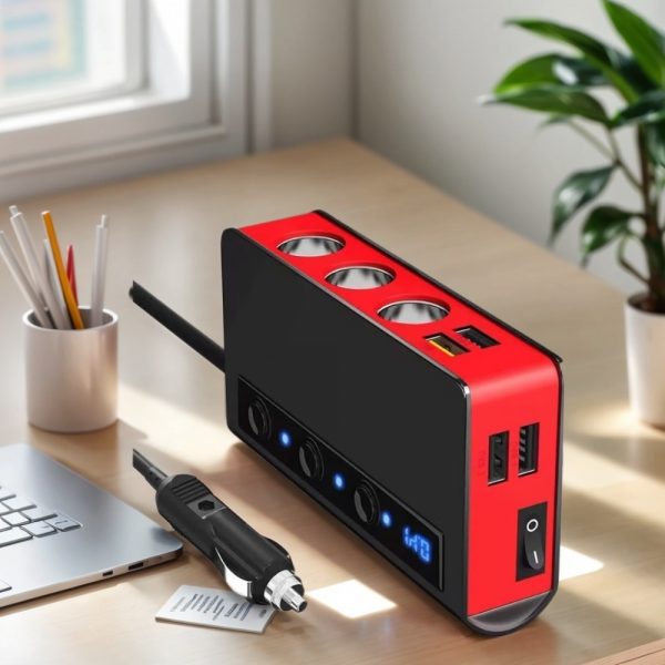 The Three-port Car Cigarette Lighter Adapter Expands One Socket To Three. The Current Output Is Stable And The Compatibility Is Good