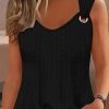 Eyelet Solid Tank Top, Casual Sleeveless Tank Top For Summer, Women's Clothing