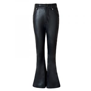 Women's Pants Skinny Leather Trousers Low Waist Versatile Drape Flare Casual Pants