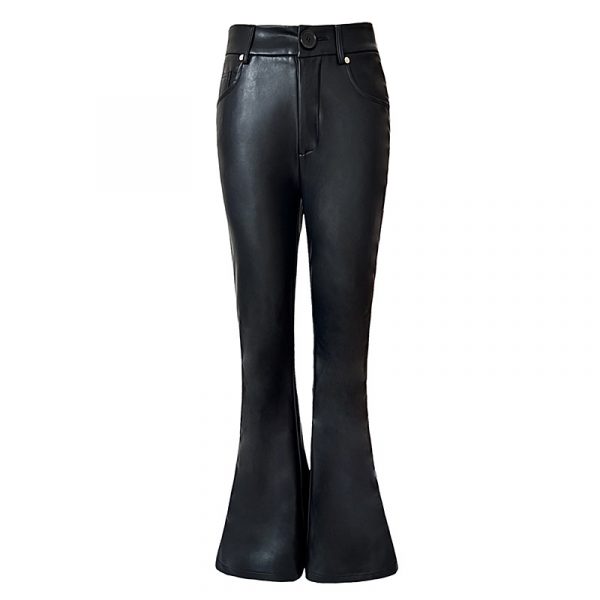 Women's Pants Skinny Leather Trousers Low Waist Versatile Drape Flare Casual Pants