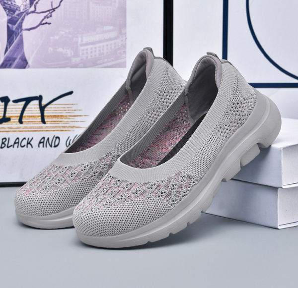 Ankle Socks Flat Knit Shoes Women Casual Solid Color Outdoor Travel Mom Breathable Shoes