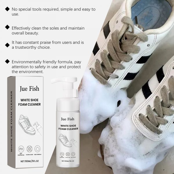 Jue-Fish White Shoe Foam Cleaner Cleans And Removes Stains And Brightens Multi-Functional Shoe Polish Foam Cleaner