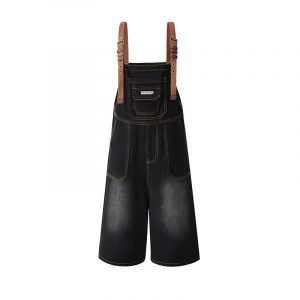 Women's Denim Overalls Summer Strap Design Loose  Age-Reducing Wide-Leg Pants