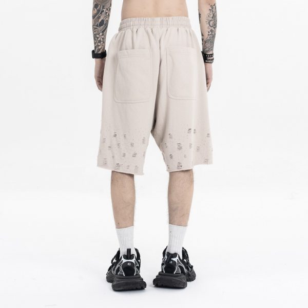 Men's Clothing Spring Solid Color Hole Heavyweight Sports Shorts Casual