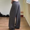 Color blocking waist loose thin stripe hanging straight leg pants