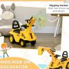 3-in-1 Ride On Excavator Digger Scooter & Pulling Cart, Construction Pretend Play Toy For Kids