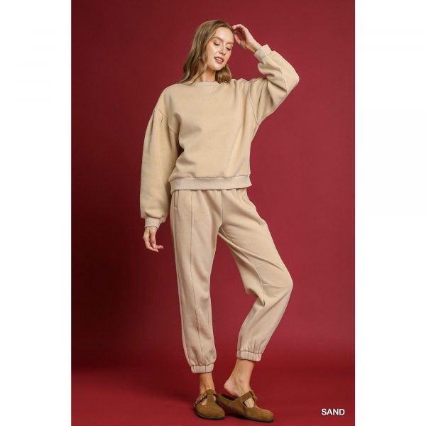Umgee Fleece Jogger Pants with Drawstring