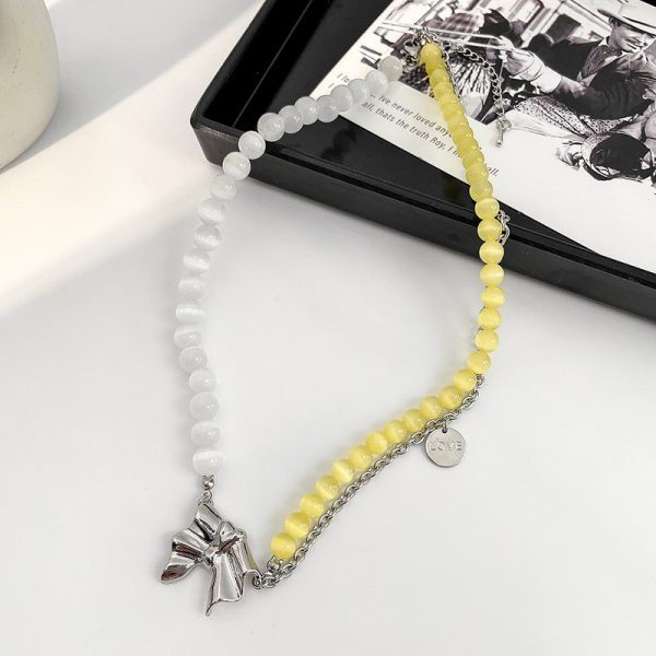 Silver Needle Cat's Eye Bow Earrings Korea